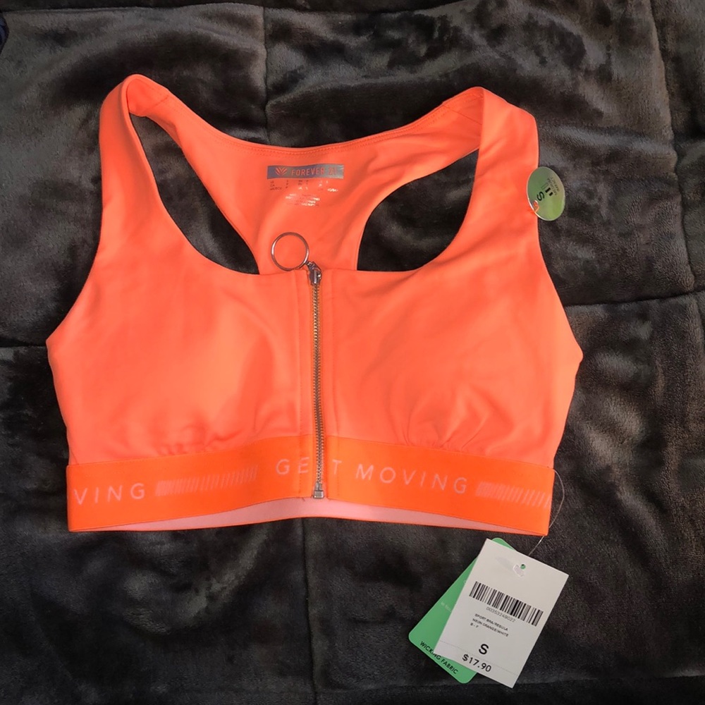 Forever 21 Racerback Zip-Up Sports Bra